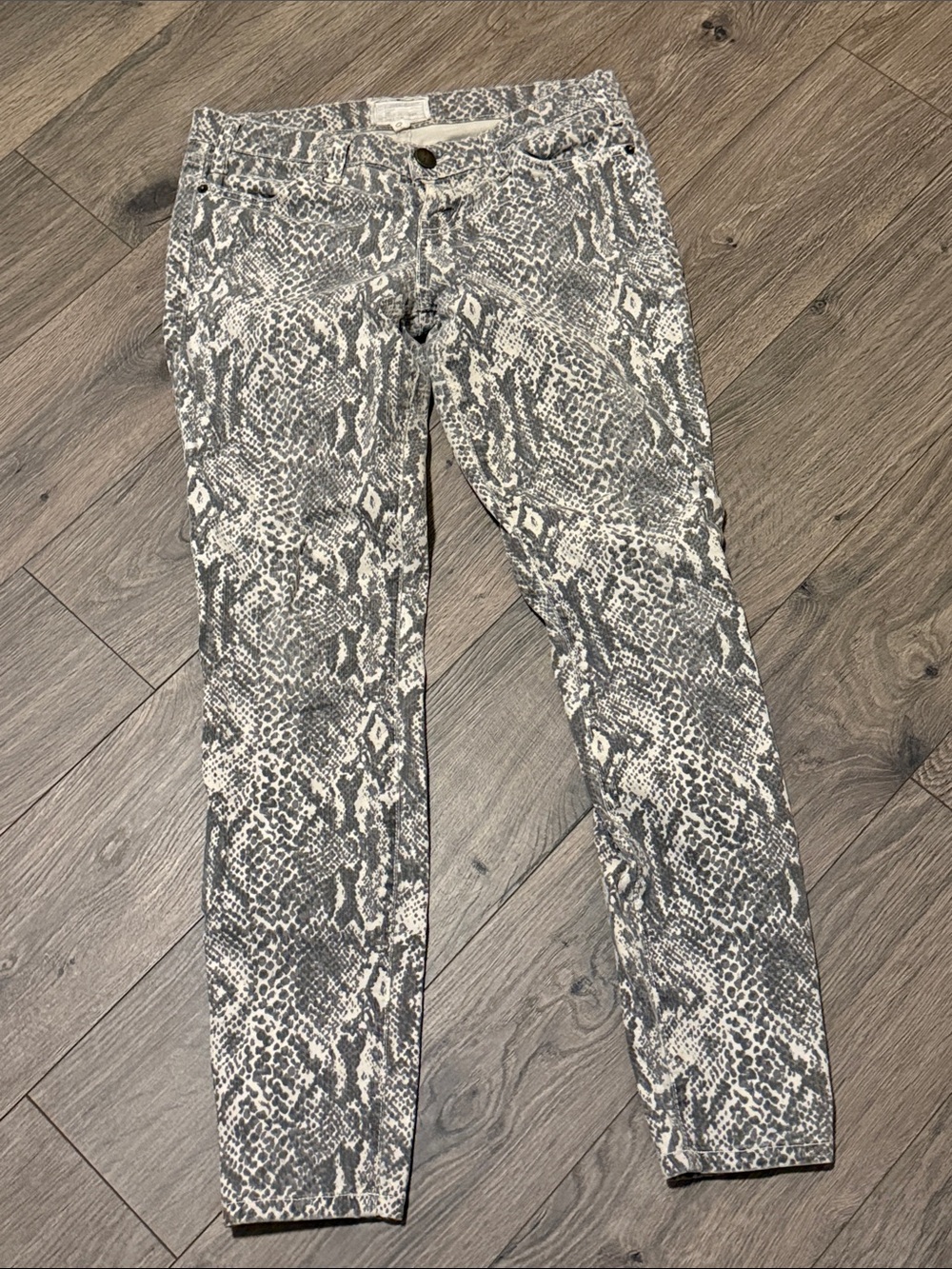 Current/Elliott tan snakeskin print Denim Jeans